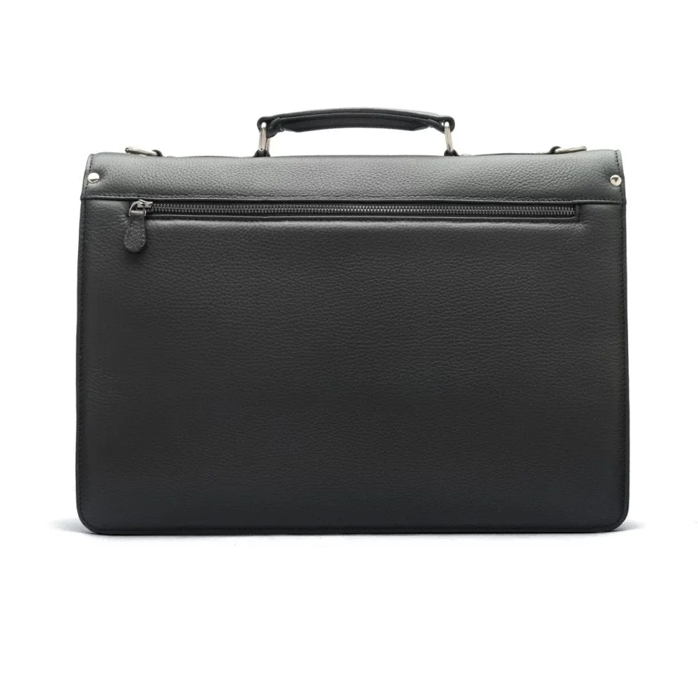 Pebble Grain Harvard Leather Briefcase - Black