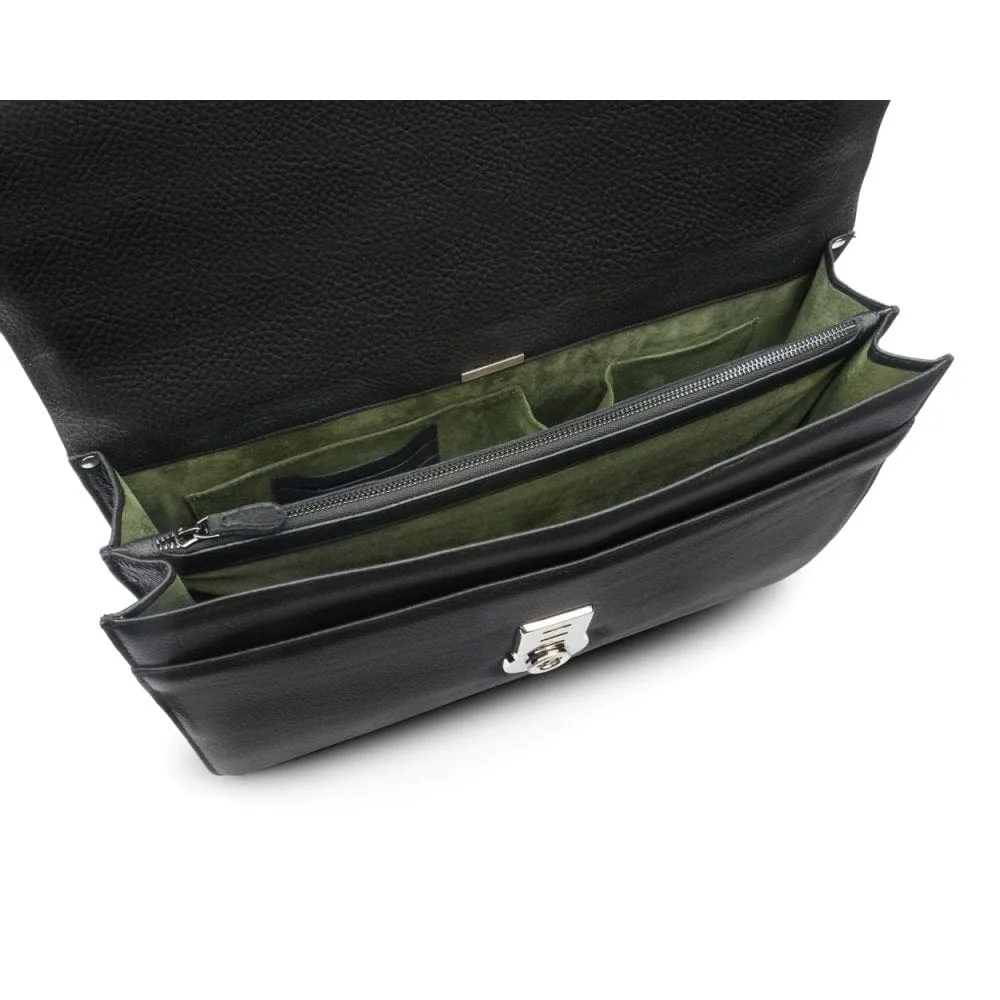 Pebble Grain Harvard Leather Briefcase - Black
