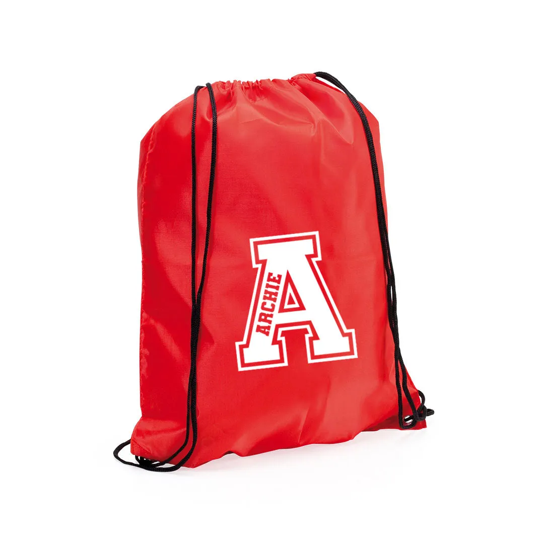 Personalised Name & Initial Children's Drawstring Bag