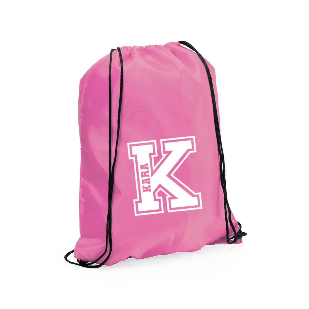 Personalised Name & Initial Children's Drawstring Bag