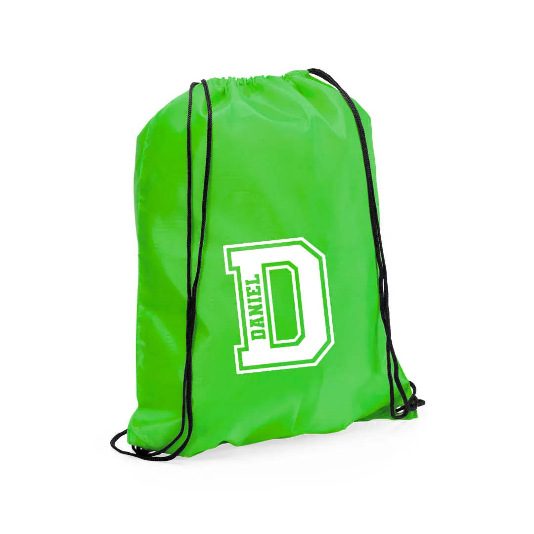 Personalised Name & Initial Children's Drawstring Bag