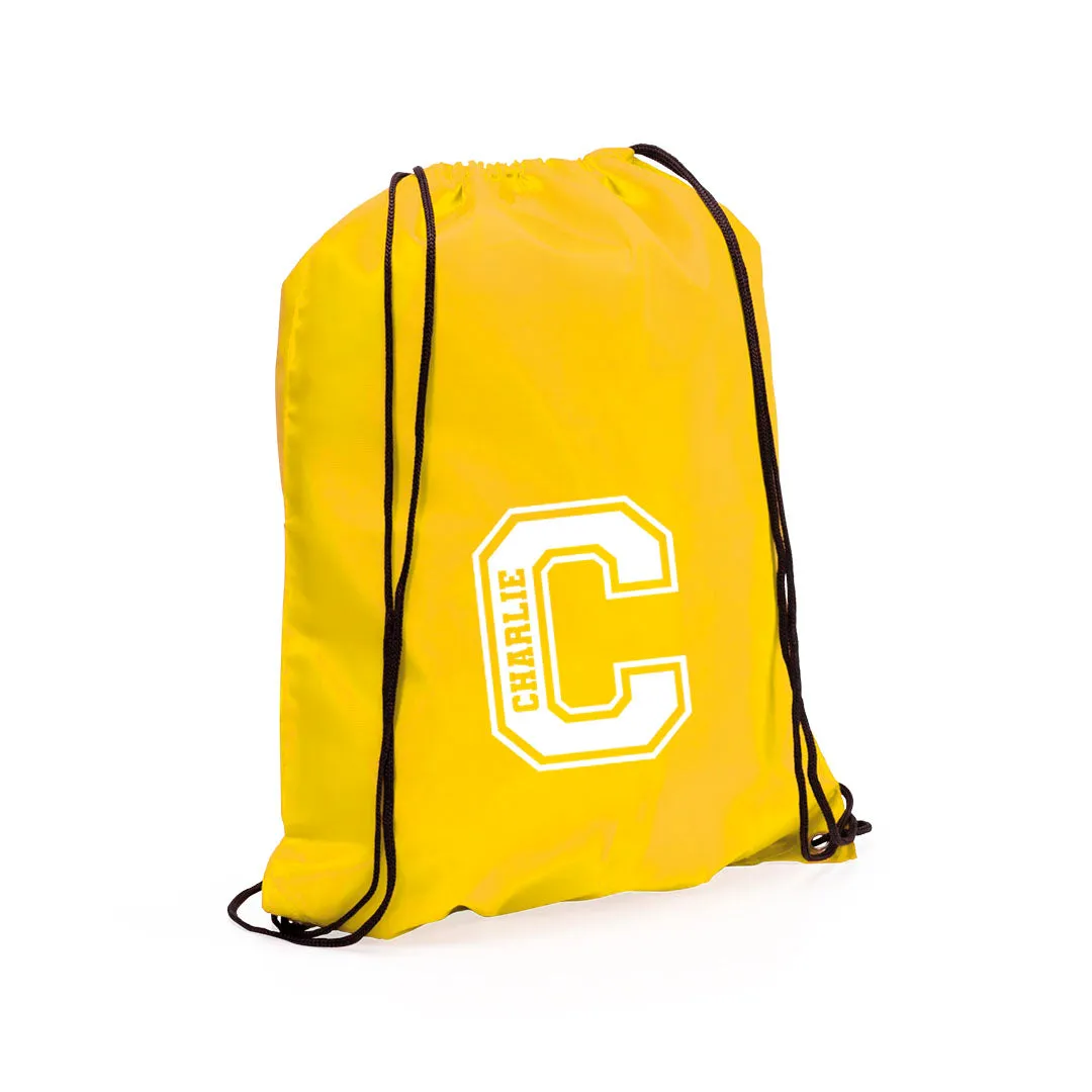 Personalised Name & Initial Children's Drawstring Bag