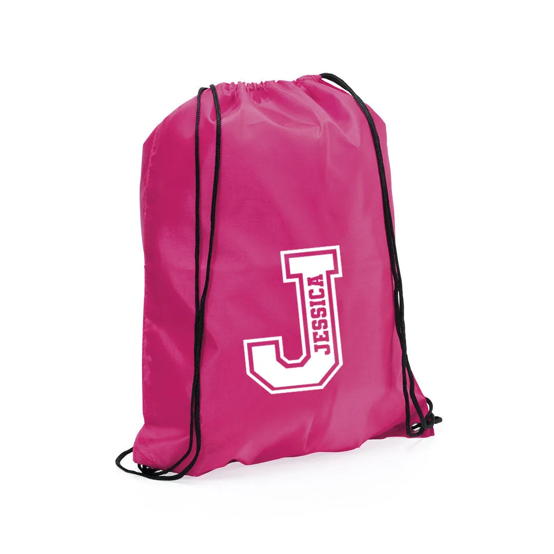 Personalised Name & Initial Children's Drawstring Bag