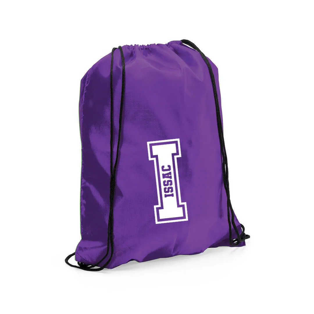 Personalised Name & Initial Children's Drawstring Bag