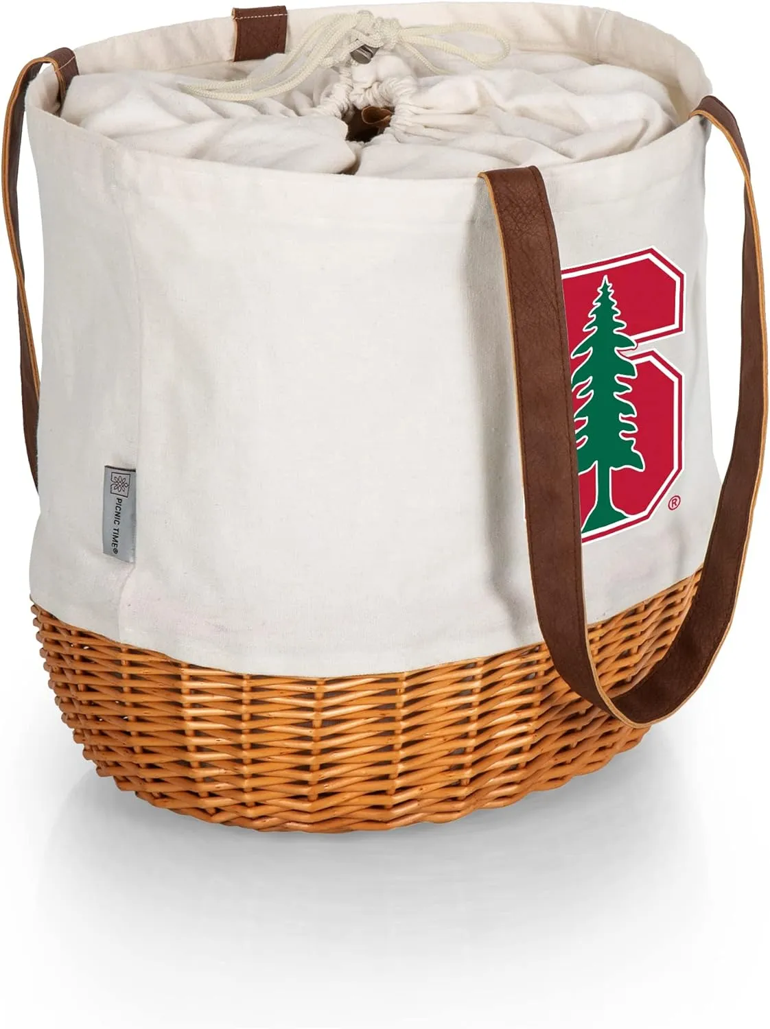 Picnic TIME NCAA Coronado Canvas and Willow Basket Tote, Picnic Tote Bag, Beach Tote, (Beige Canvas)