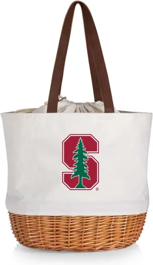 Picnic TIME NCAA Coronado Canvas and Willow Basket Tote, Picnic Tote Bag, Beach Tote, (Beige Canvas)