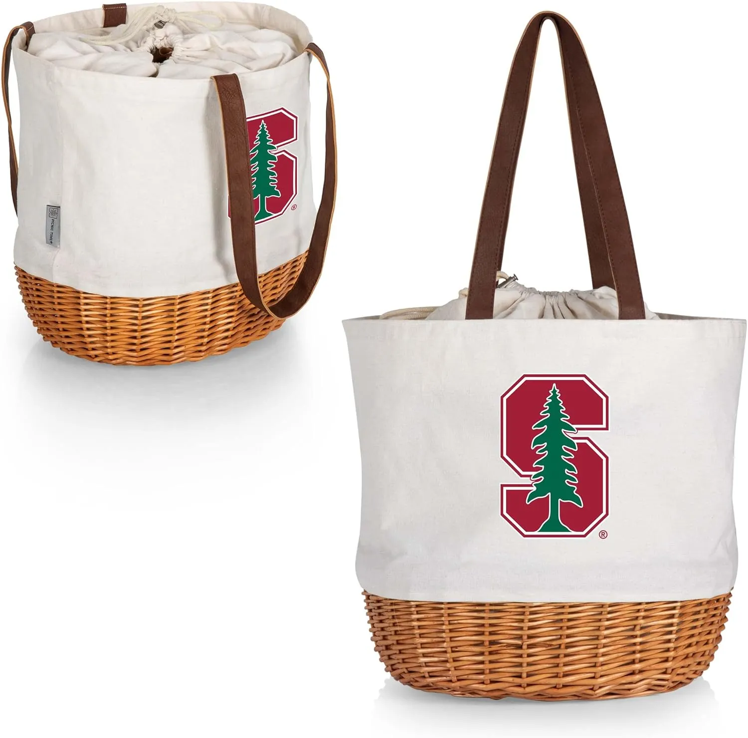 Picnic TIME NCAA Coronado Canvas and Willow Basket Tote, Picnic Tote Bag, Beach Tote, (Beige Canvas)