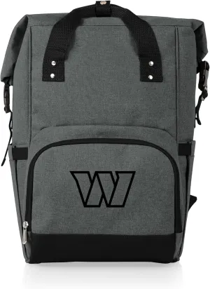 PICNIC TIME NFL Washington Commanders OTG Roll-Top Cooler Backpack - Hiking Backpack Cooler - Soft Cooler Bag, (Heathered Gray)