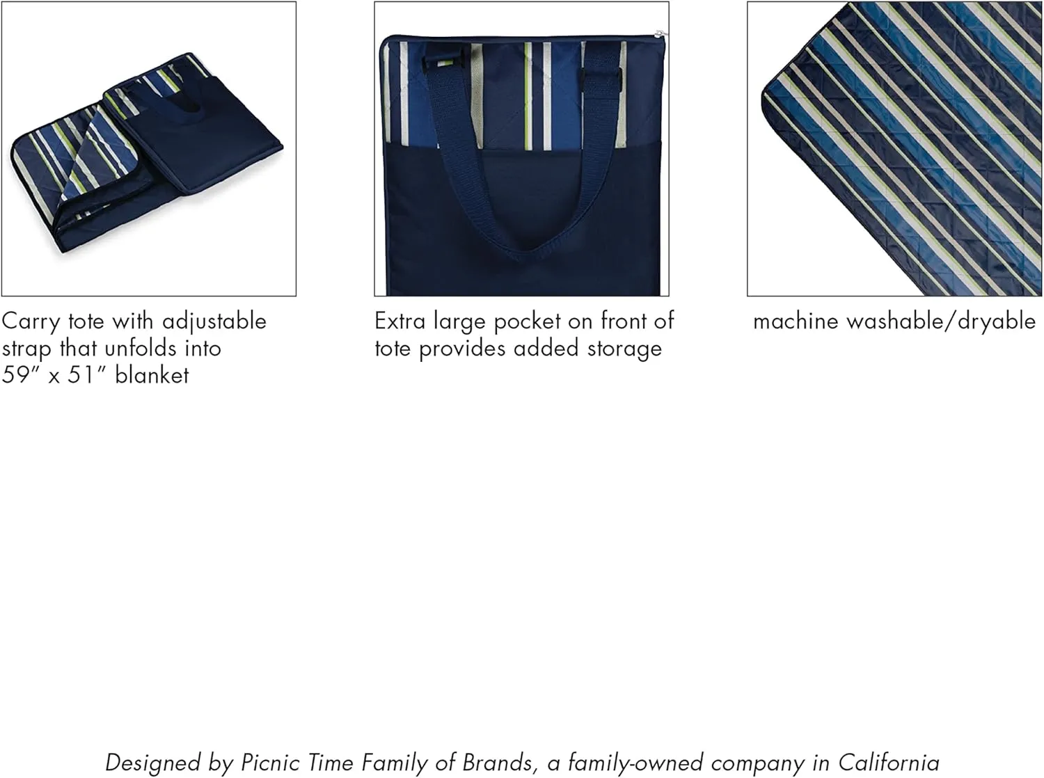 PICNIC TIME NHL Unisex-Adult NHL Vista Outdoor Picnic Blanket & Tote, Beach Blanket, Camping Blanket