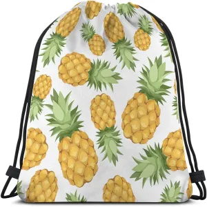 Pineapples Drawstring Bags Backpack Bag Enjoy Summer Time Tropical Fruit Fresh Food Exotic Leaf Holiday Sport Gym Sack Drawstring Bag String Bag Yoga Bag for Men Women