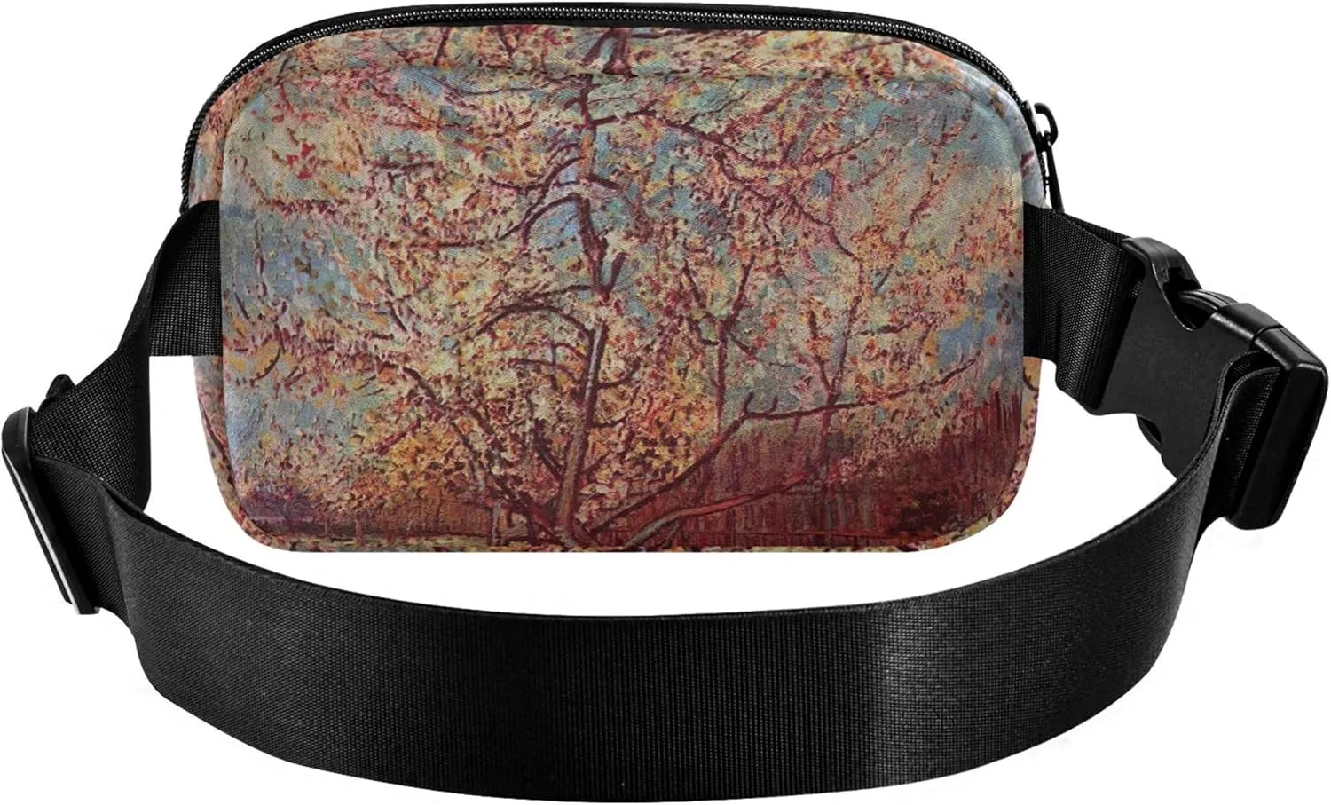 Pink Peach Tree Blossom Vangogh Waterproof Fanny Packs for Women Belt Bags Hip Pack Hiking Crossbody Waist Purse