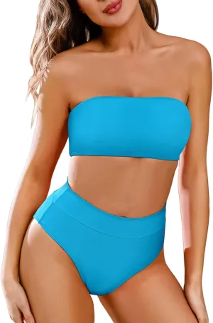 Pink Queen Women's Removable Strap Wrap Pad Cheeky High Waist Bikini Set Swimsuit