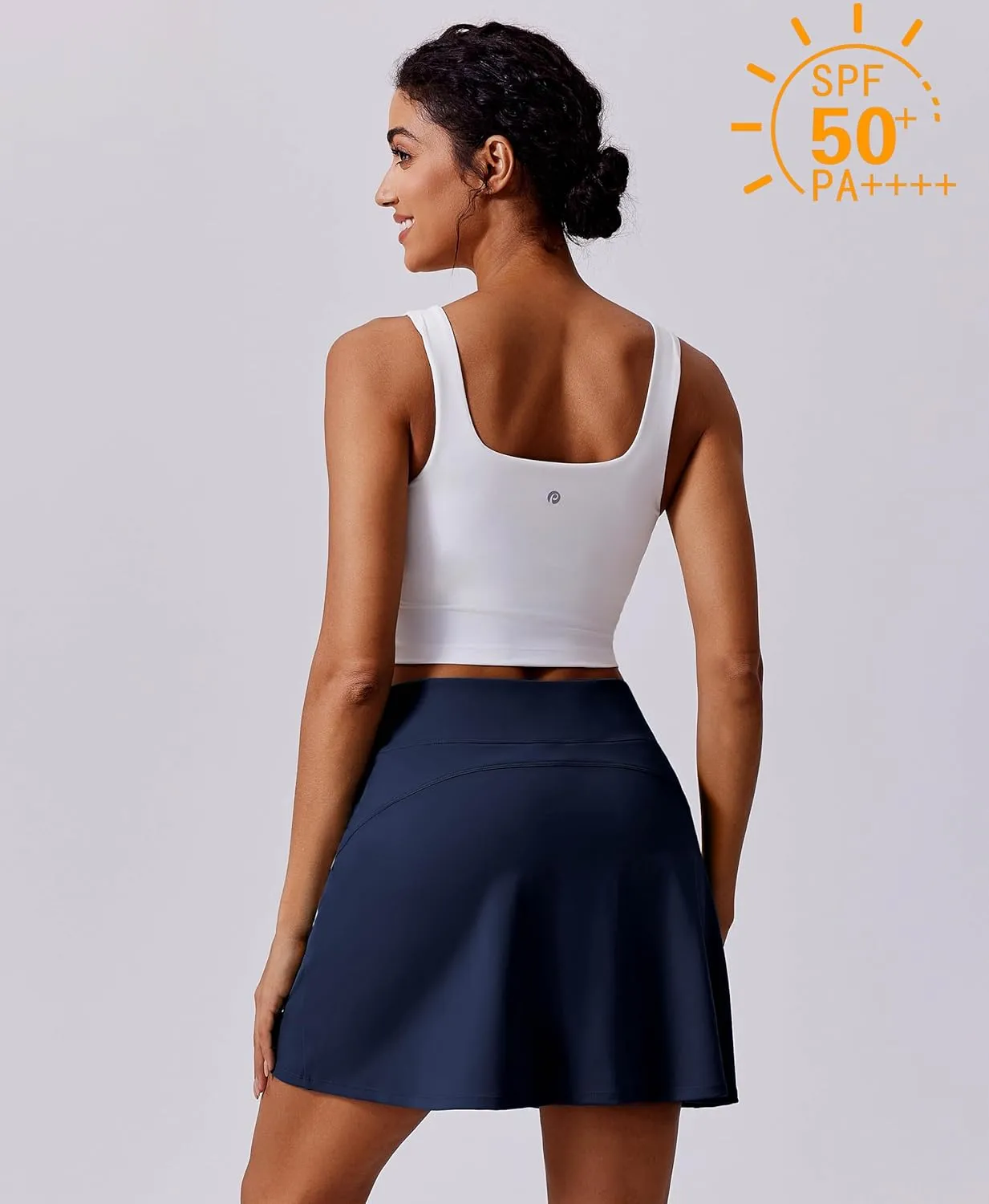 PINSPARK 18" Golf Skorts for Woman High Waisted Tennis Skirt UPF 50  Athletic Skort Skirts with 4 Pockets Workout Pickleball