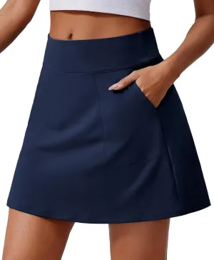 PINSPARK 18" Golf Skorts for Woman High Waisted Tennis Skirt UPF 50  Athletic Skort Skirts with 4 Pockets Workout Pickleball
