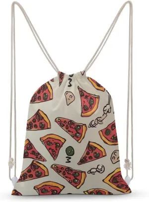 Pizza Pattern Drawstring Backpack for Women Men Drawstring Bag for Travel Swimming Sports Gym Bag