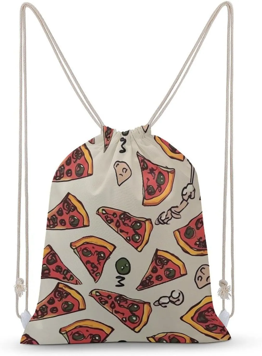 Pizza Pattern Drawstring Backpack for Women Men Drawstring Bag for Travel Swimming Sports Gym Bag