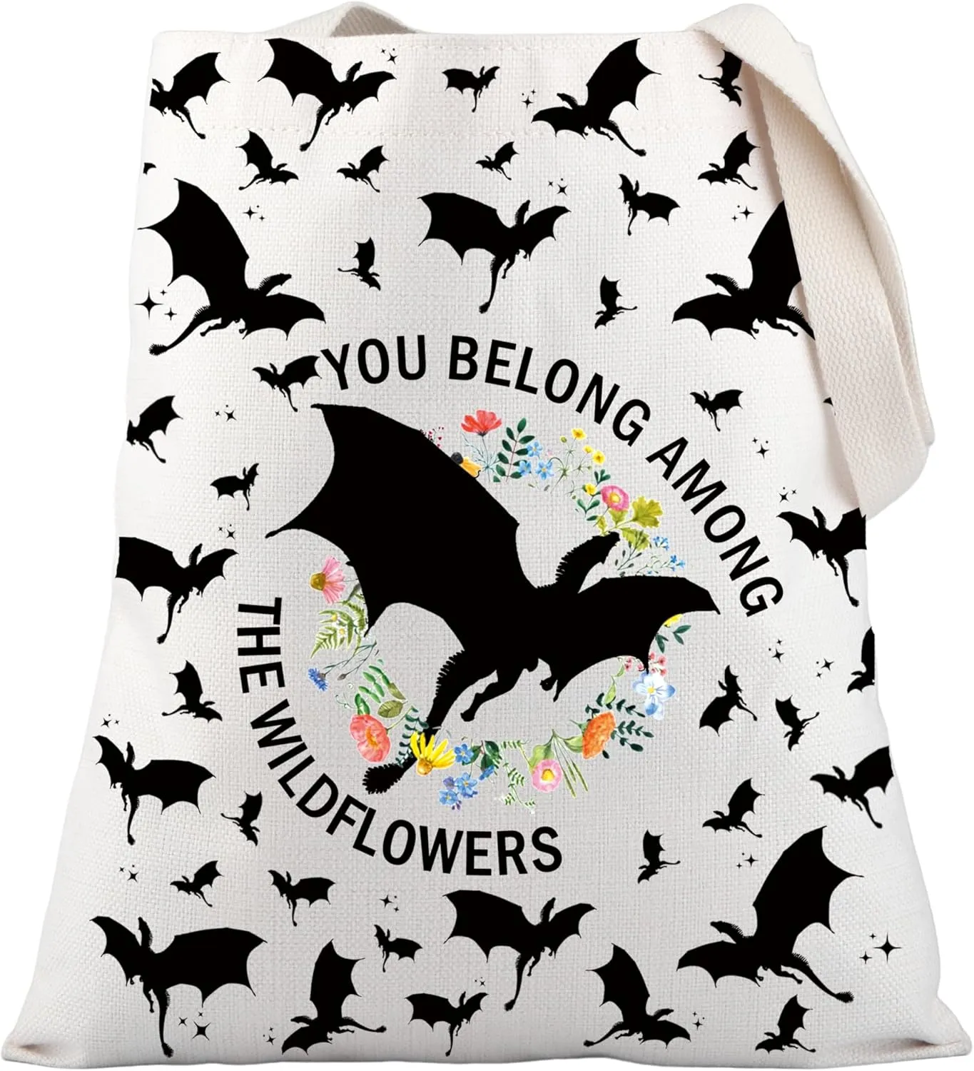 PLITI Dragon Rider Gifts Wildflowers Gift Dragon Lover Gift You Belong Among The Flowers Inspirational Tote Bag