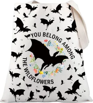 PLITI Dragon Rider Gifts Wildflowers Gift Dragon Lover Gift You Belong Among The Flowers Inspirational Tote Bag