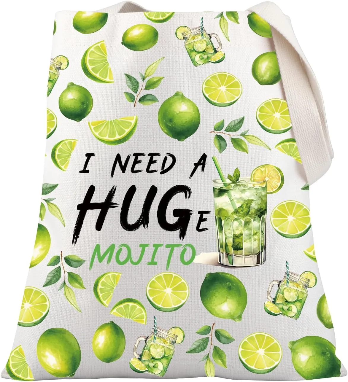 PLITI Mojito Lover Gift Mojito Drinking Gift Bartender Gift Cocktail Gift I Need A Huge Mojito Tote Bag For Women