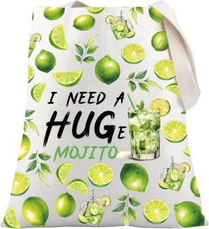 PLITI Mojito Lover Gift Mojito Drinking Gift Bartender Gift Cocktail Gift I Need A Huge Mojito Tote Bag For Women