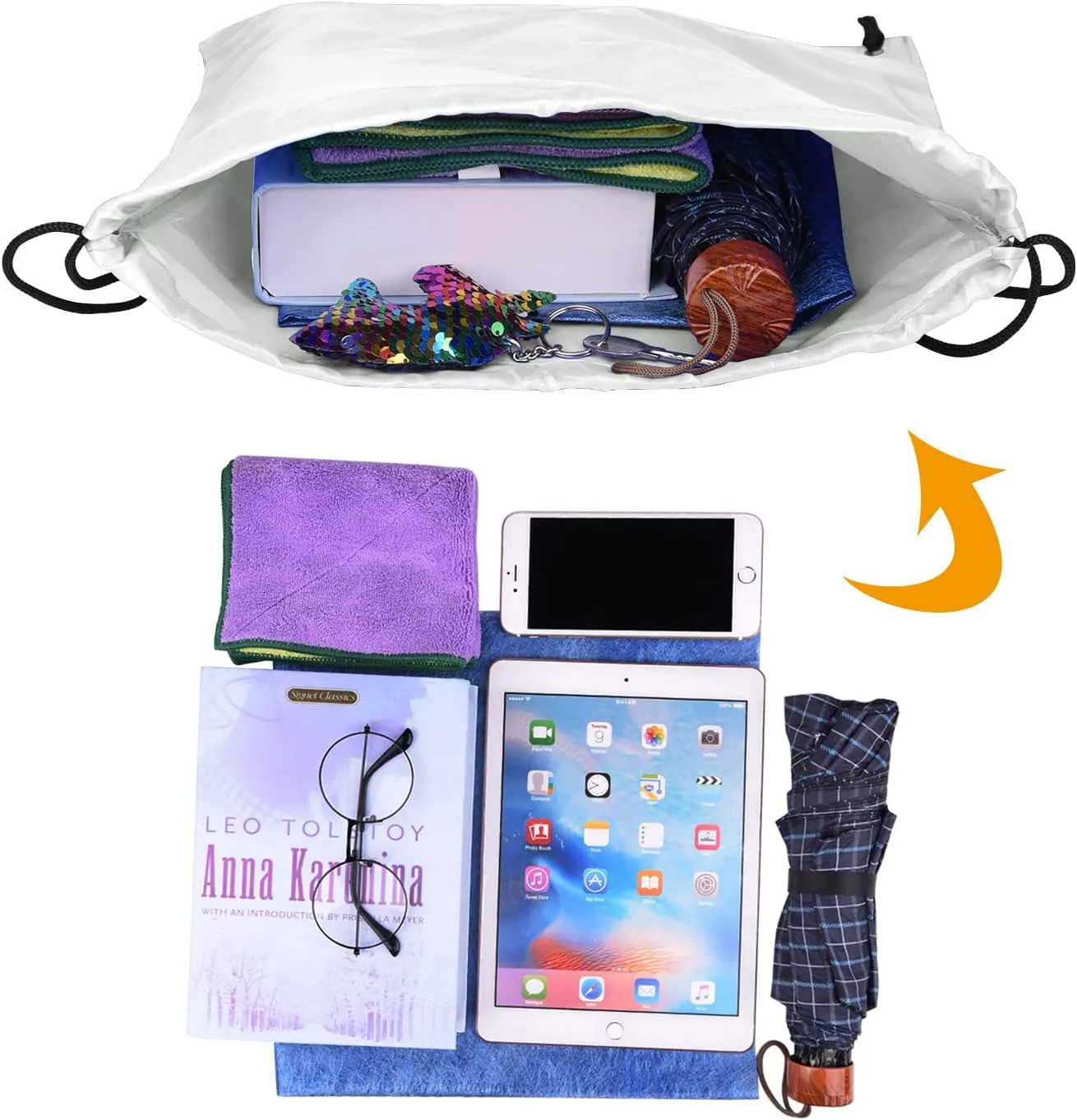 PLULON 25 Pcs White Drawstring Backpack Bags Bulk String Backpack Cinch Sack Pull Sport Gym Backpack Bags for Yoga Traveling Outdoor Sports