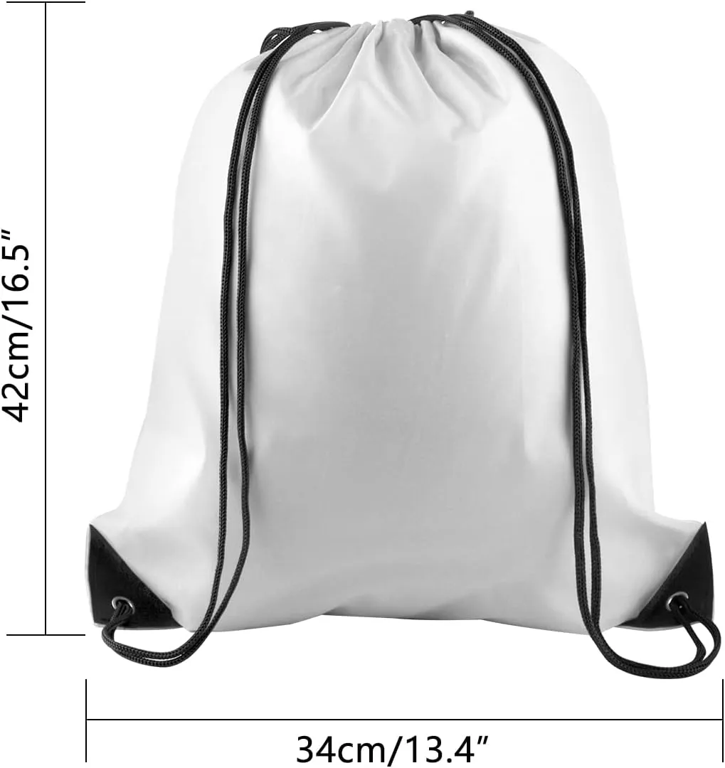 PLULON 25 Pcs White Drawstring Backpack Bags Bulk String Backpack Cinch Sack Pull Sport Gym Backpack Bags for Yoga Traveling Outdoor Sports