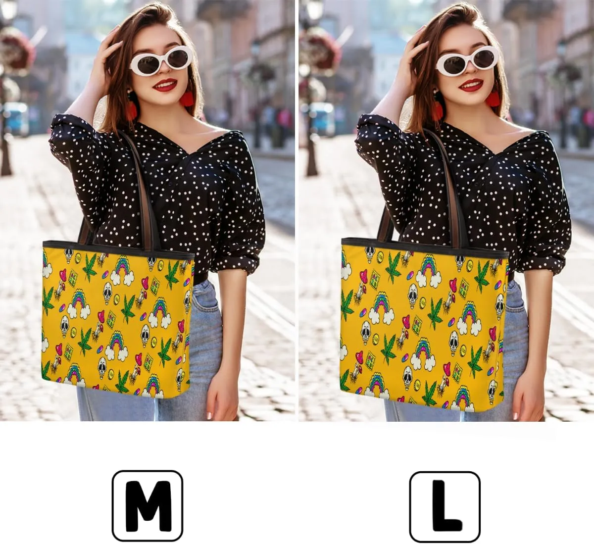 Poisonous Mushroom Skull Tote Bag Tote Purse for Women with Zipper Womens Handbags for Work Travel