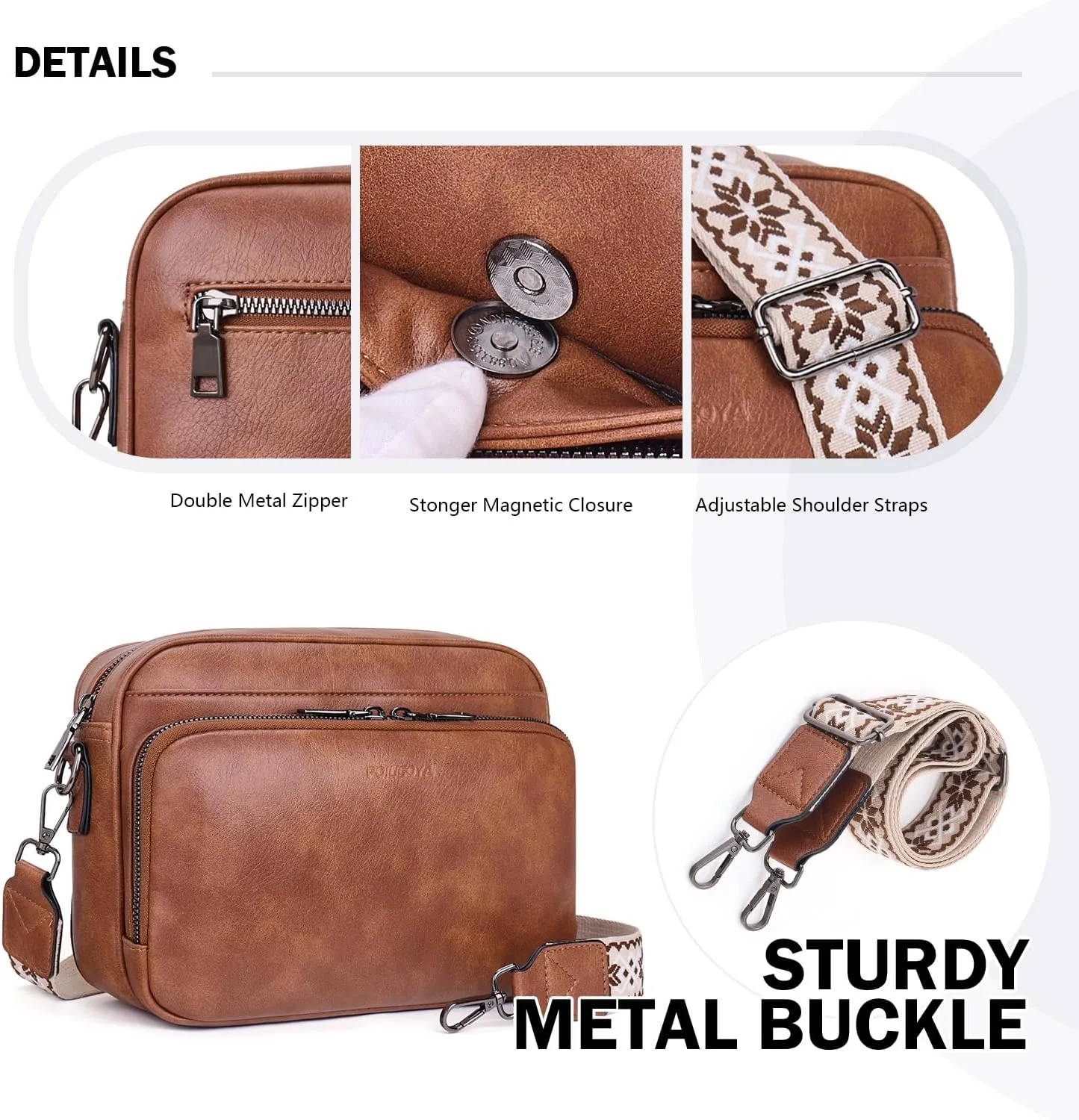 POIUGOYA Crossbody Purses for Women Trendy,Vegan Leather Medium Crossbody Bag,Women's Crossbody Travel Purse Built in Wallet