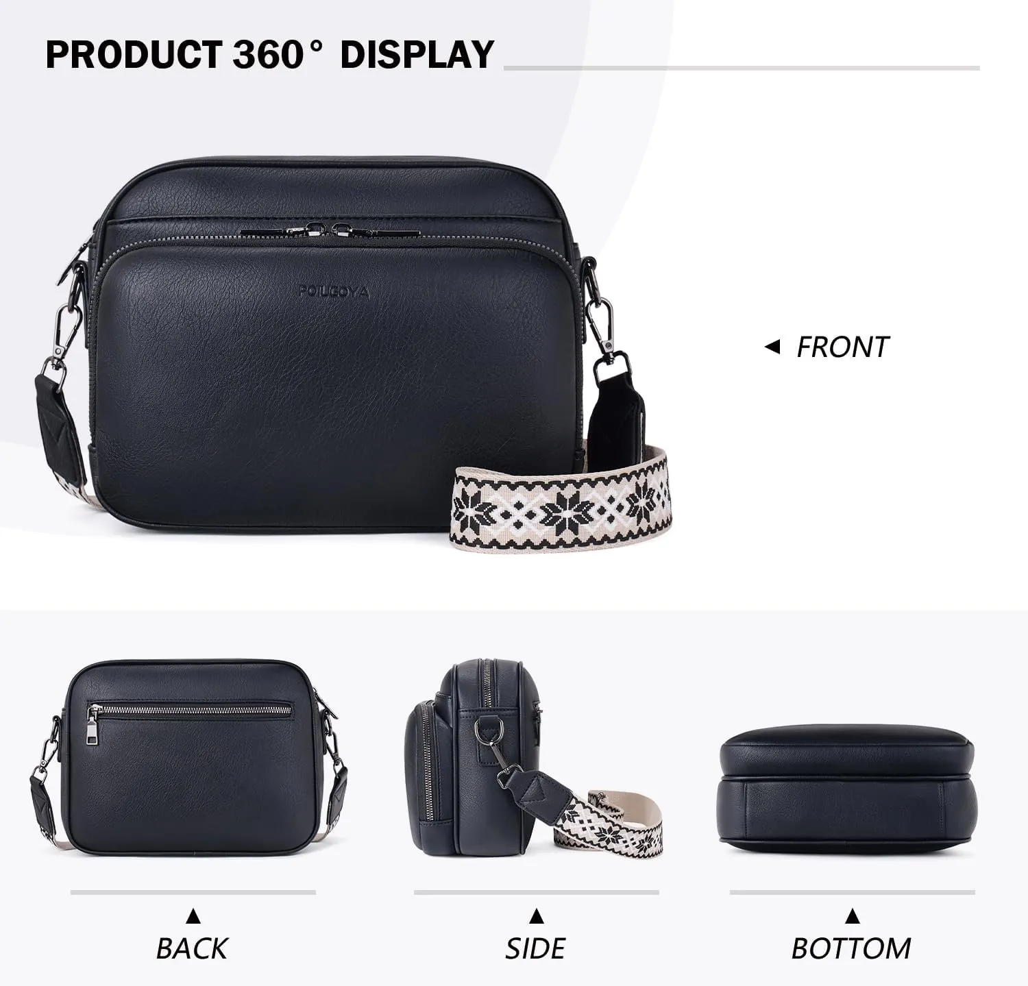 POIUGOYA Crossbody Purses for Women Trendy,Vegan Leather Medium Crossbody Bag,Women's Crossbody Travel Purse Built in Wallet