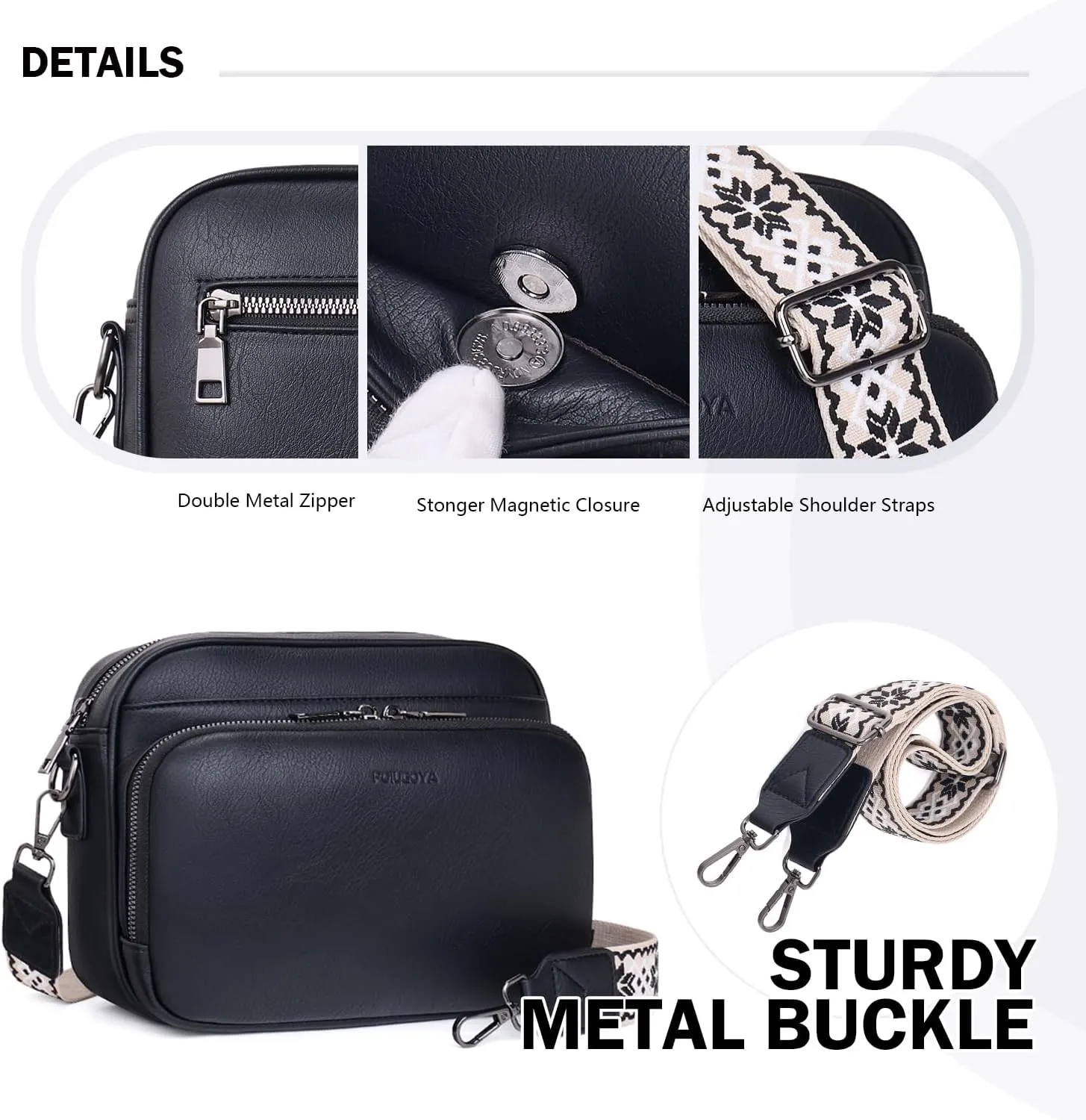 POIUGOYA Crossbody Purses for Women Trendy,Vegan Leather Medium Crossbody Bag,Women's Crossbody Travel Purse Built in Wallet