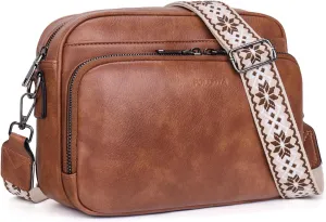 POIUGOYA Crossbody Purses for Women Trendy,Vegan Leather Medium Crossbody Bag,Women's Crossbody Travel Purse Built in Wallet