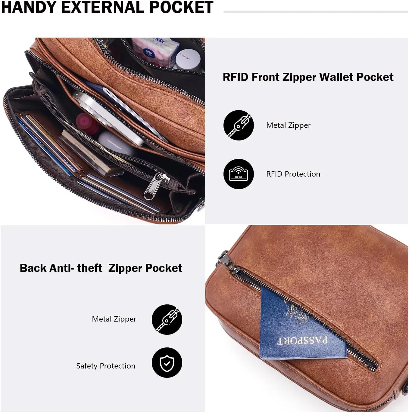 POIUGOYA Crossbody Purses for Women Trendy,Vegan Leather Medium Crossbody Bag,Women's Crossbody Travel Purse Built in Wallet