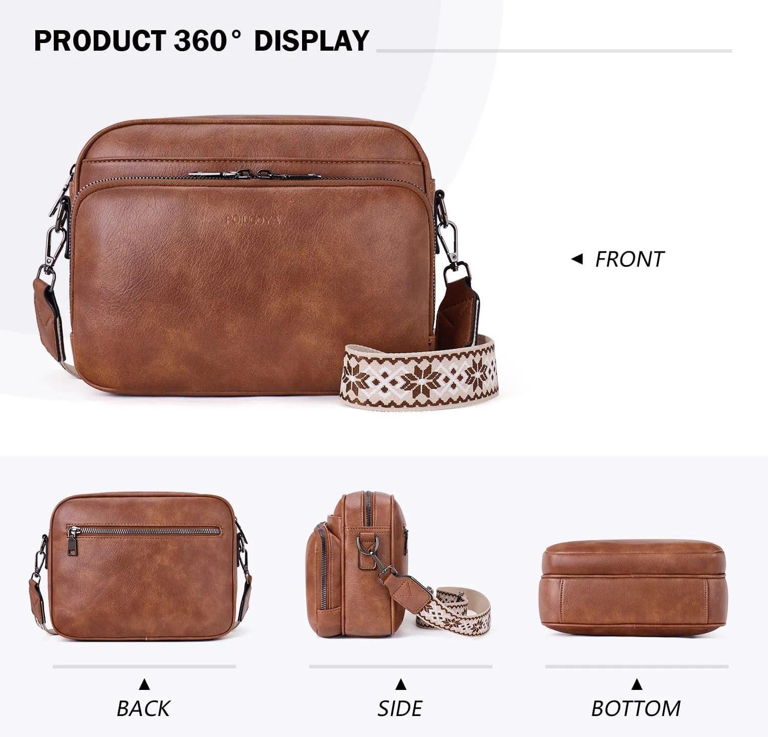 POIUGOYA Crossbody Purses for Women Trendy,Vegan Leather Medium Crossbody Bag,Women's Crossbody Travel Purse Built in Wallet