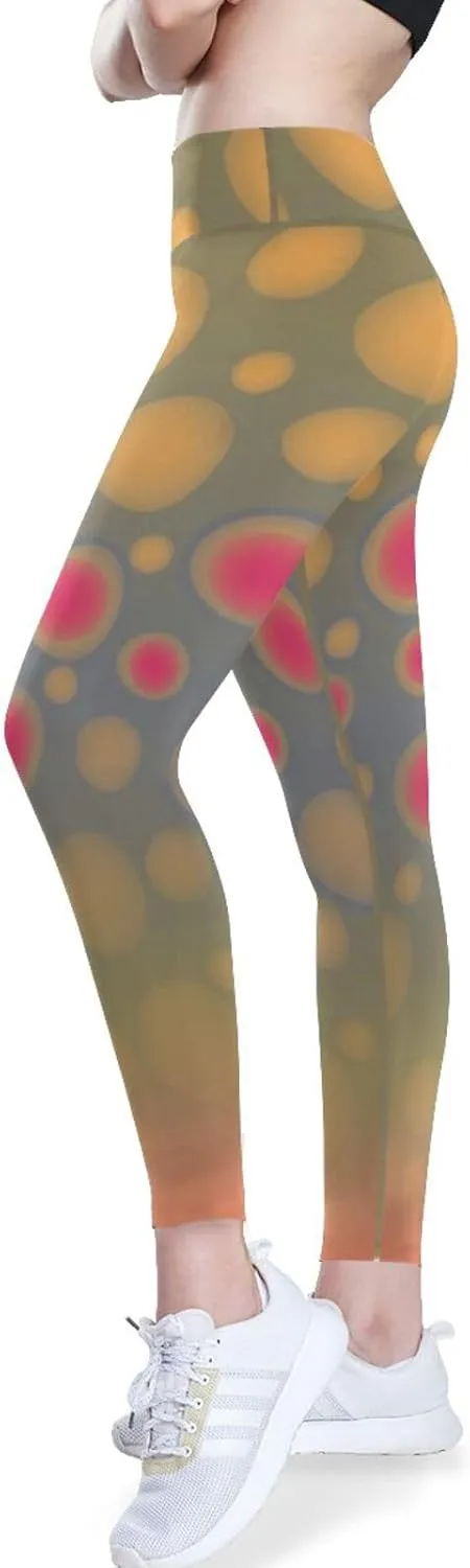 Polka Dot High Waisted Leggings for Women - Full Length Capri Buttery Soft Yoga Pants for Workout Athletic