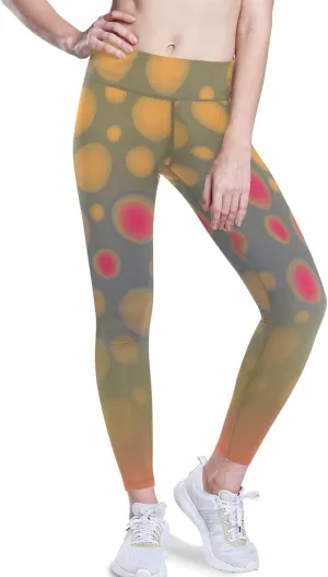 Polka Dot High Waisted Leggings for Women - Full Length Capri Buttery Soft Yoga Pants for Workout Athletic