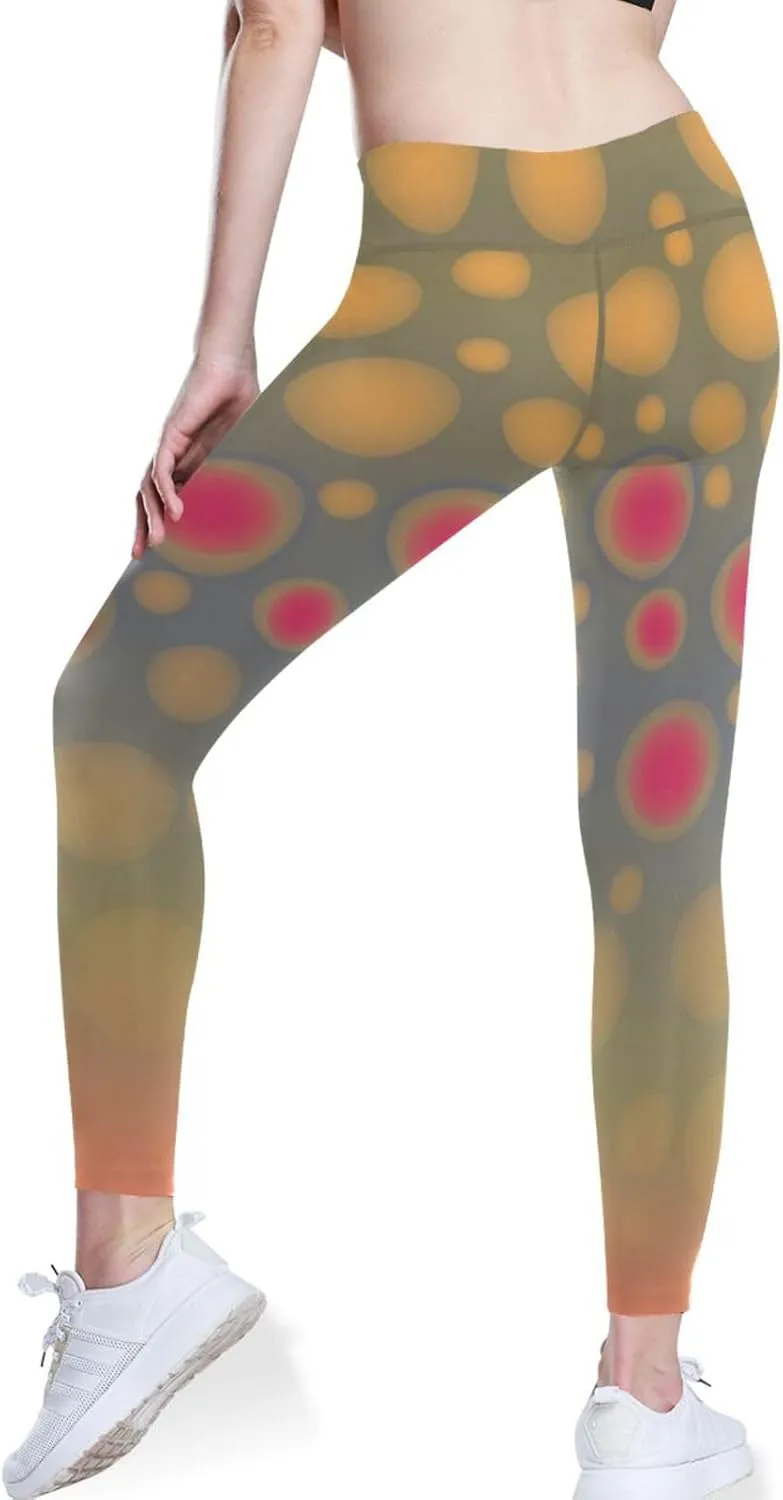 Polka Dot High Waisted Leggings for Women - Full Length Capri Buttery Soft Yoga Pants for Workout Athletic