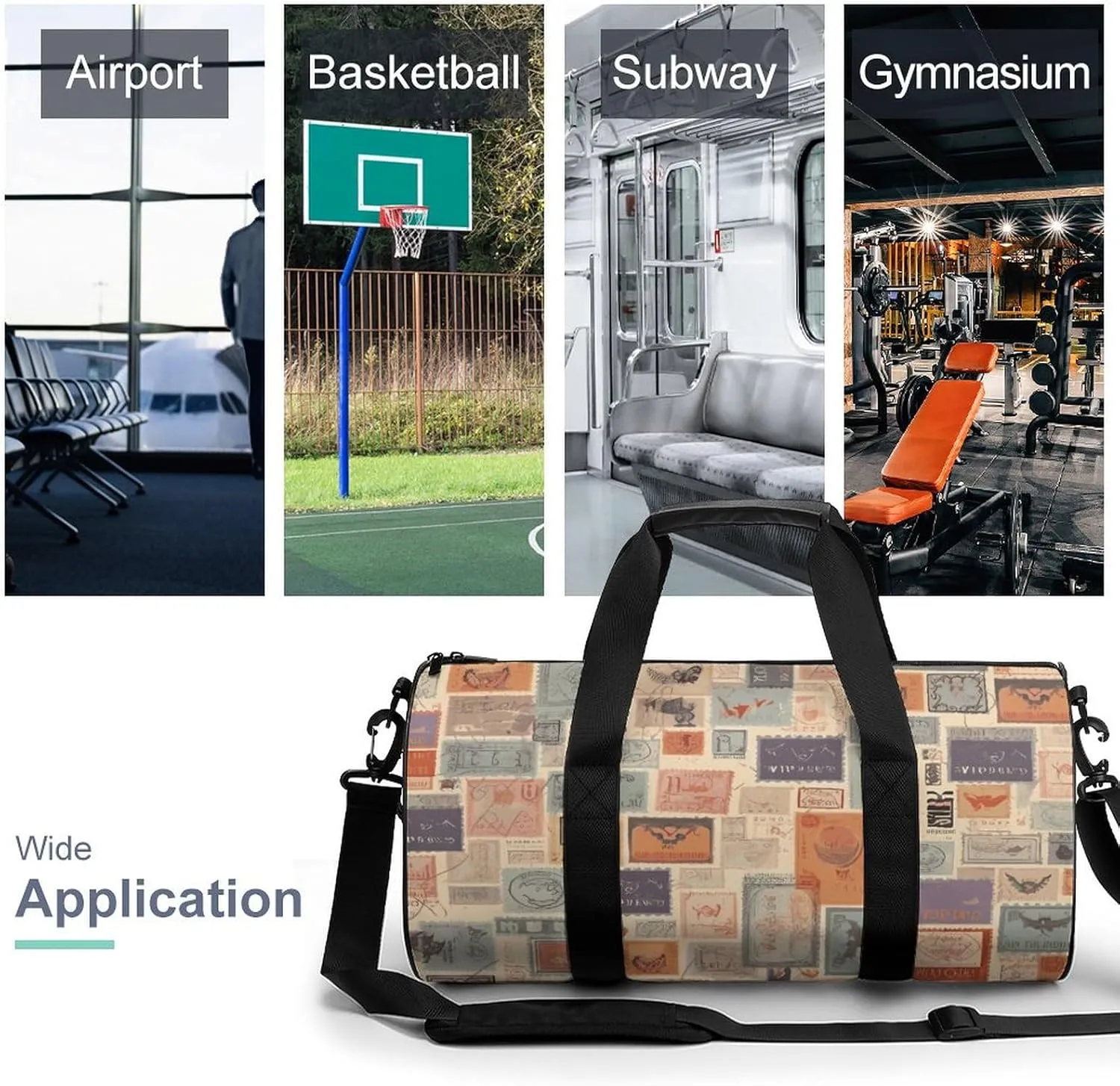Postal Stationery Gym Bag Small Travel Duffle Bag with Compartment Carry On Weekender Bag for Women Men