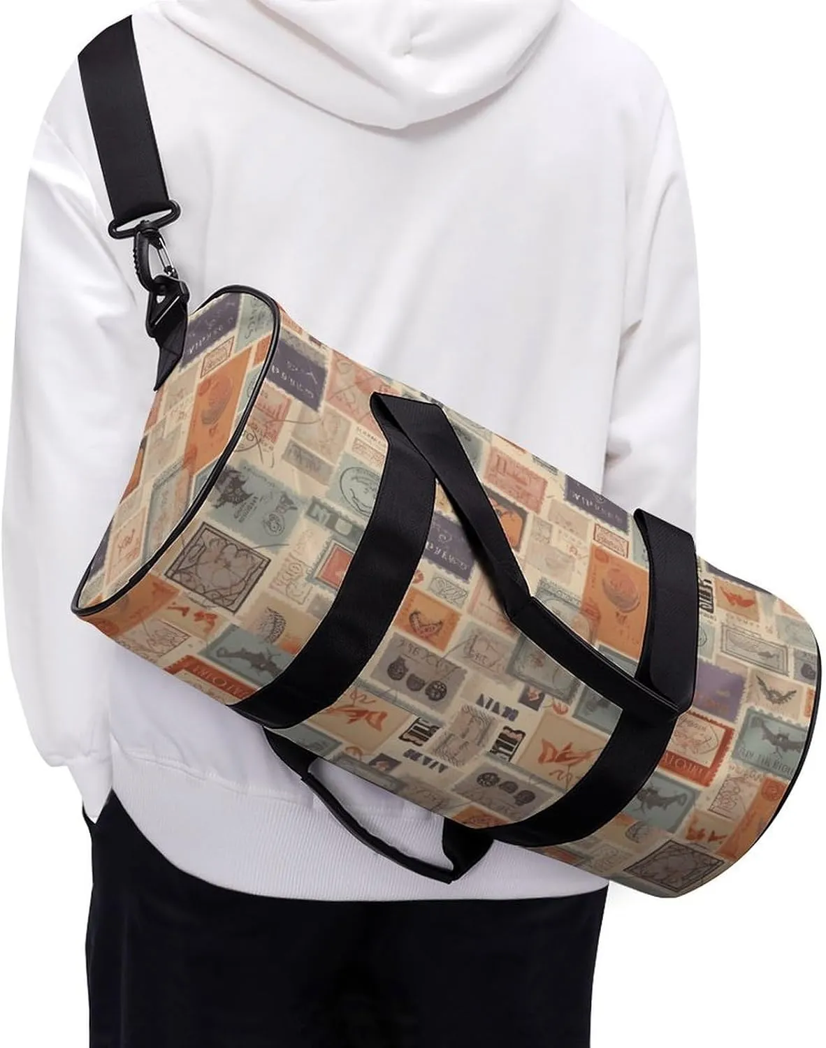 Postal Stationery Gym Bag Small Travel Duffle Bag with Compartment Carry On Weekender Bag for Women Men