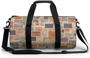 Postal Stationery Gym Bag Small Travel Duffle Bag with Compartment Carry On Weekender Bag for Women Men