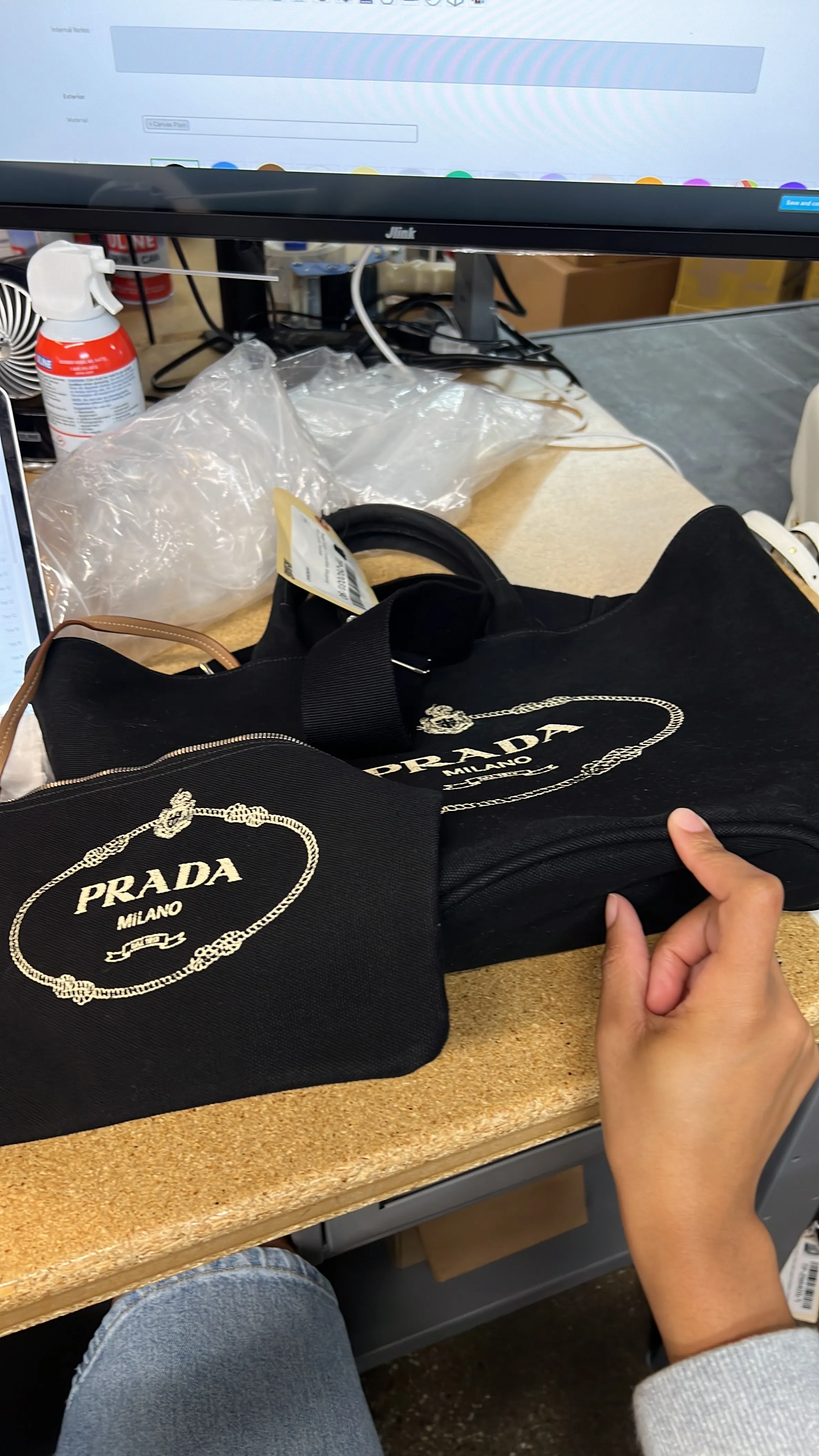 Prada Canapa Convertible Shopping Tote Canvas Medium