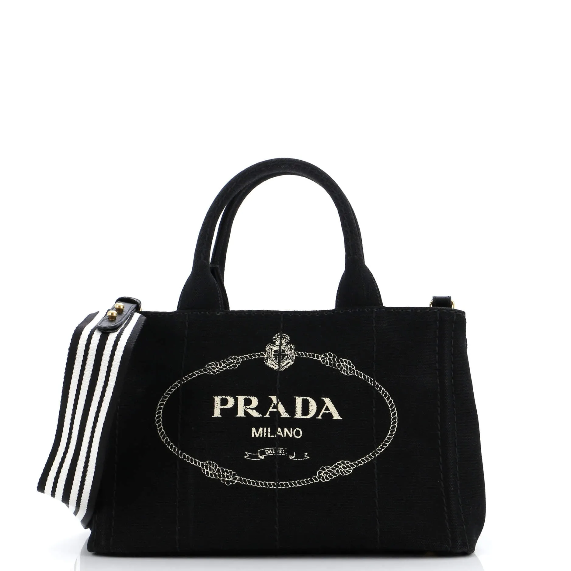 Prada Canapa Convertible Shopping Tote Canvas Small