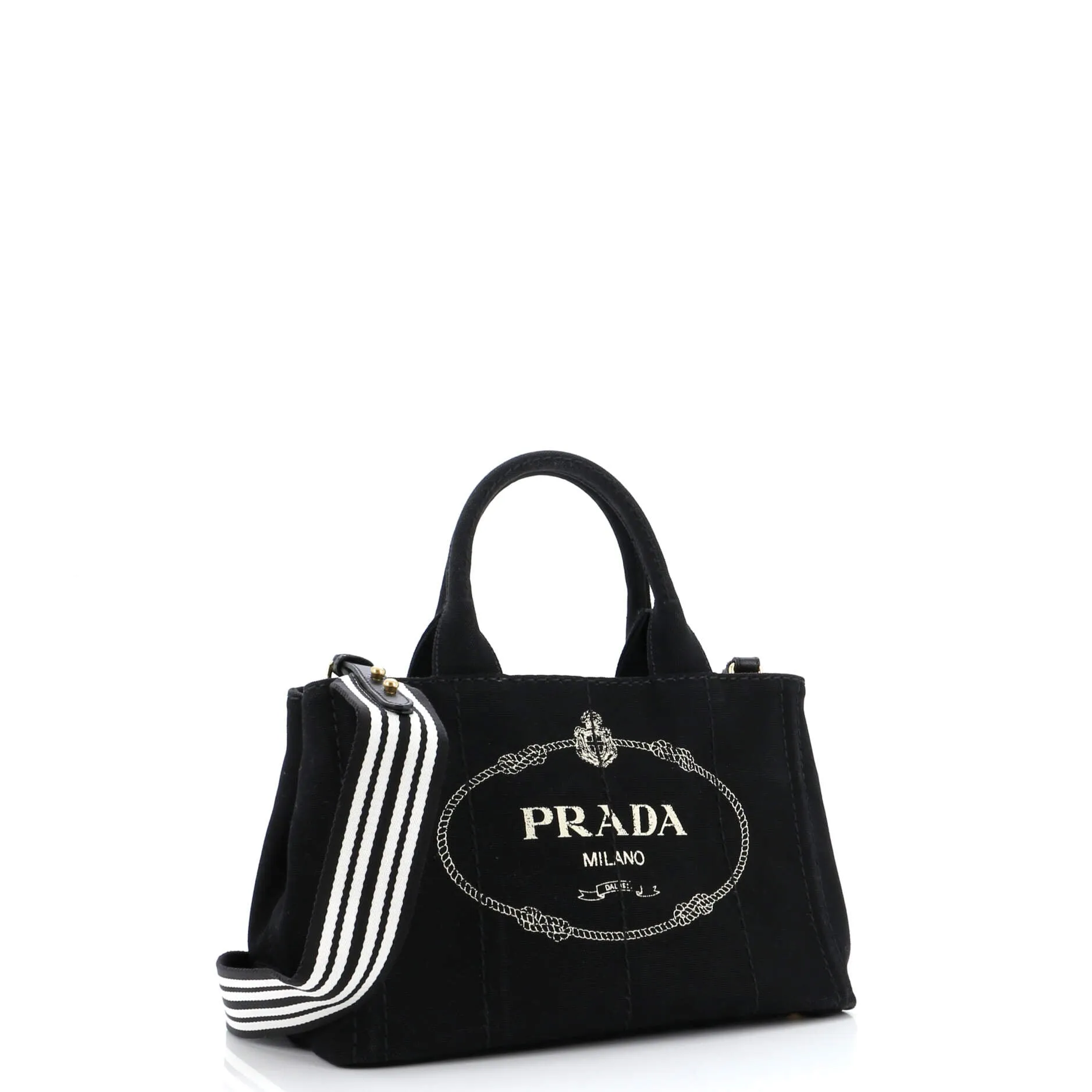 Prada Canapa Convertible Shopping Tote Canvas Small