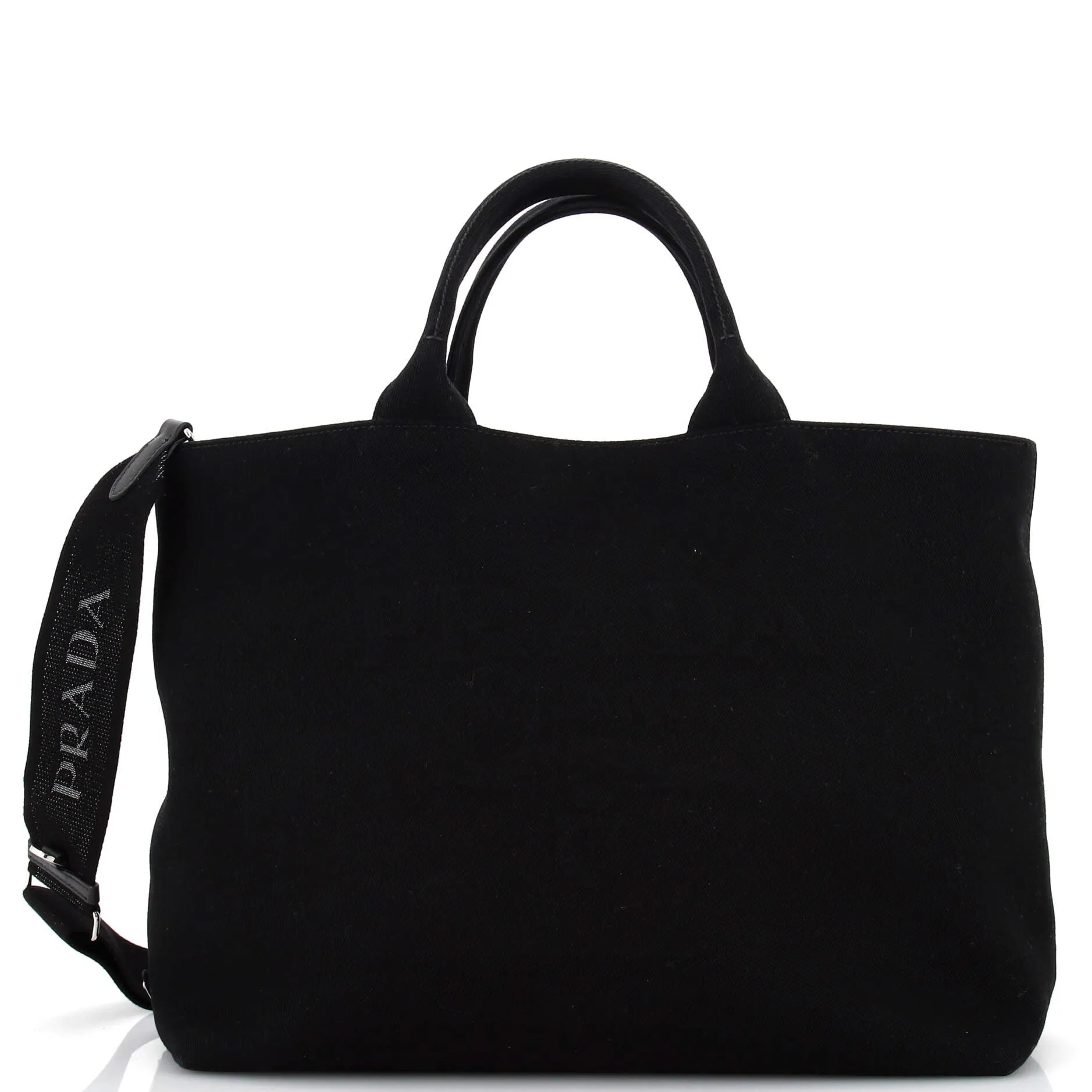 PRADA Embossed Logo Drill Convertible Tote Canvas Medium