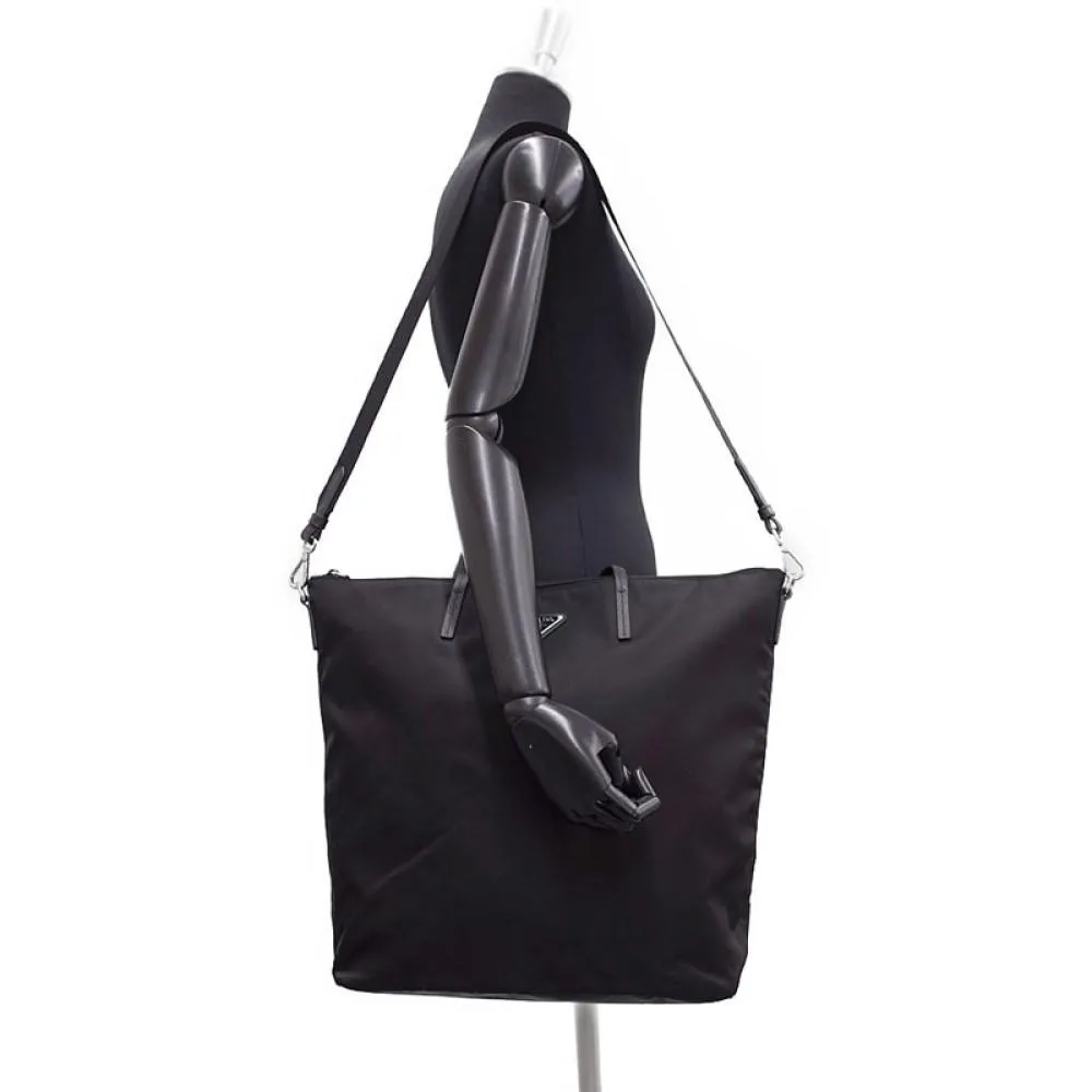 Prada Tessuto Nylon Black Convertible Shopping Tote 1BG189