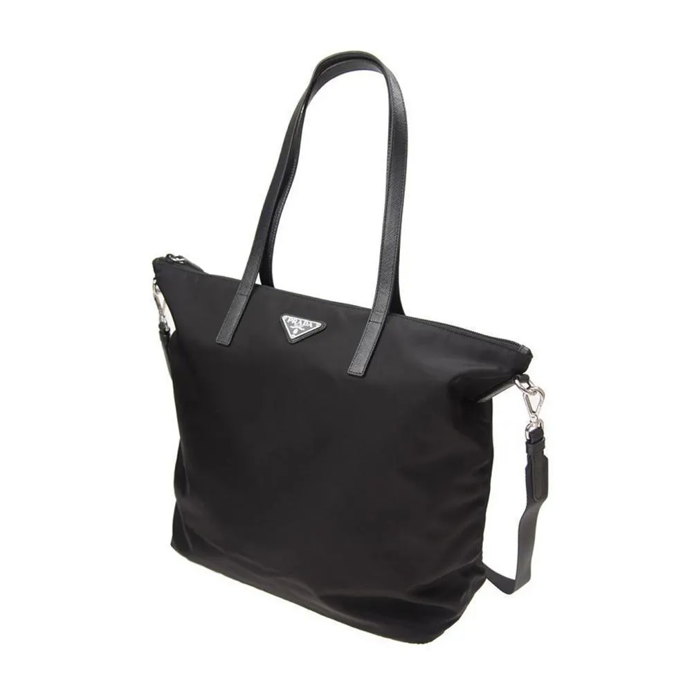 Prada Tessuto Nylon Black Convertible Shopping Tote 1BG189