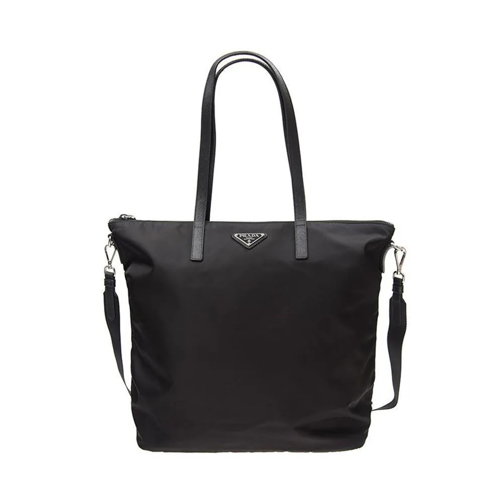 Prada Tessuto Nylon Black Convertible Shopping Tote 1BG189