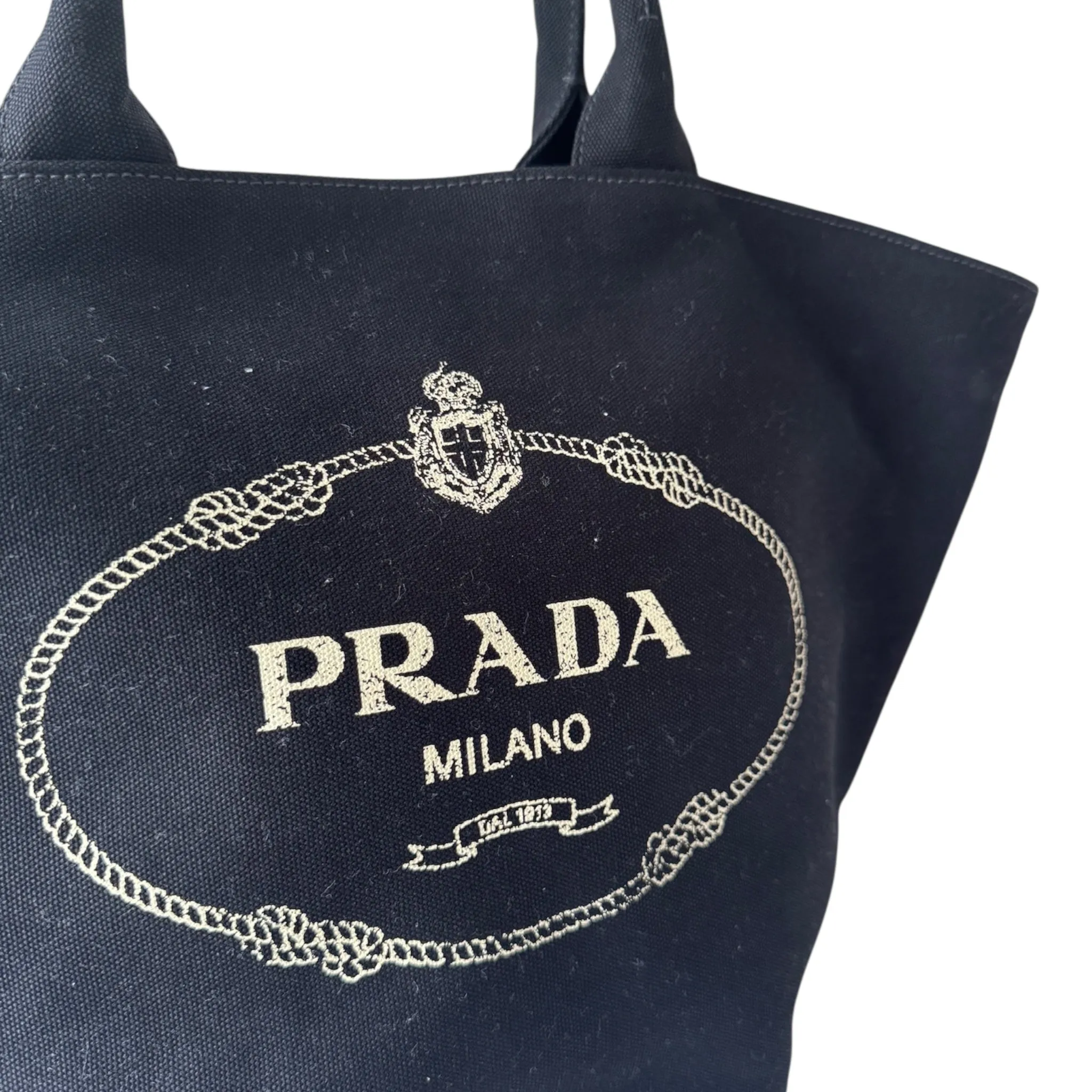 PRE-OWNED Black Canvas Canapa Convertible Medium Shopping Tote Bag