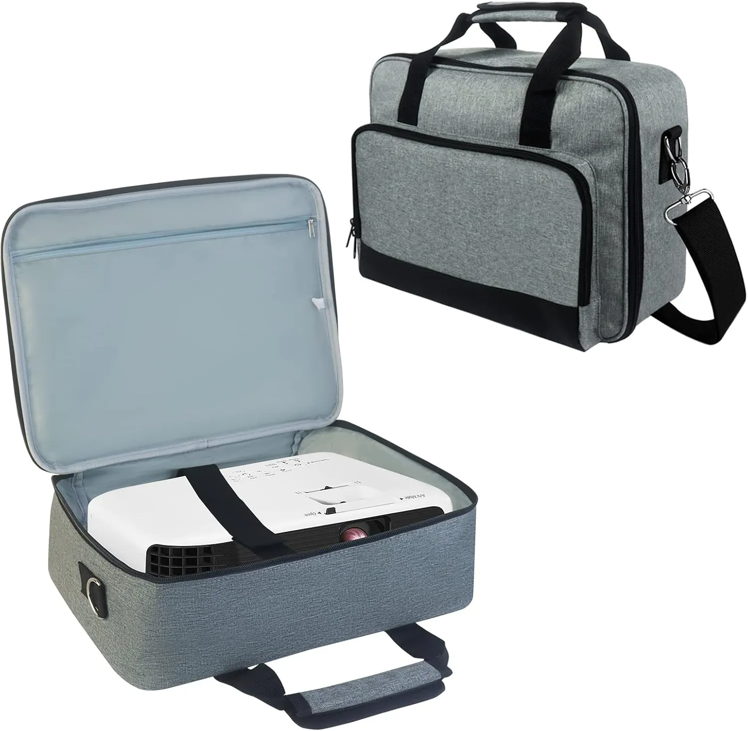 Projector Carrying Case, Projector Bag with Accessories Storage Pockets & Adjustable Shoulder Straps, Portable Carrying Bag Compatible with Epson BenQ ViewSonic and Most Mini Projectors