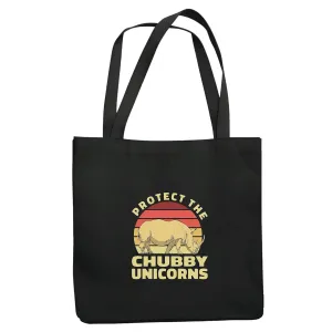 Protect the Chubby Unicorns Rhinoceros Wild Animal Gift for Animal Lovers and Conservationists Navy Black Multicolor Canvas Tote Bag