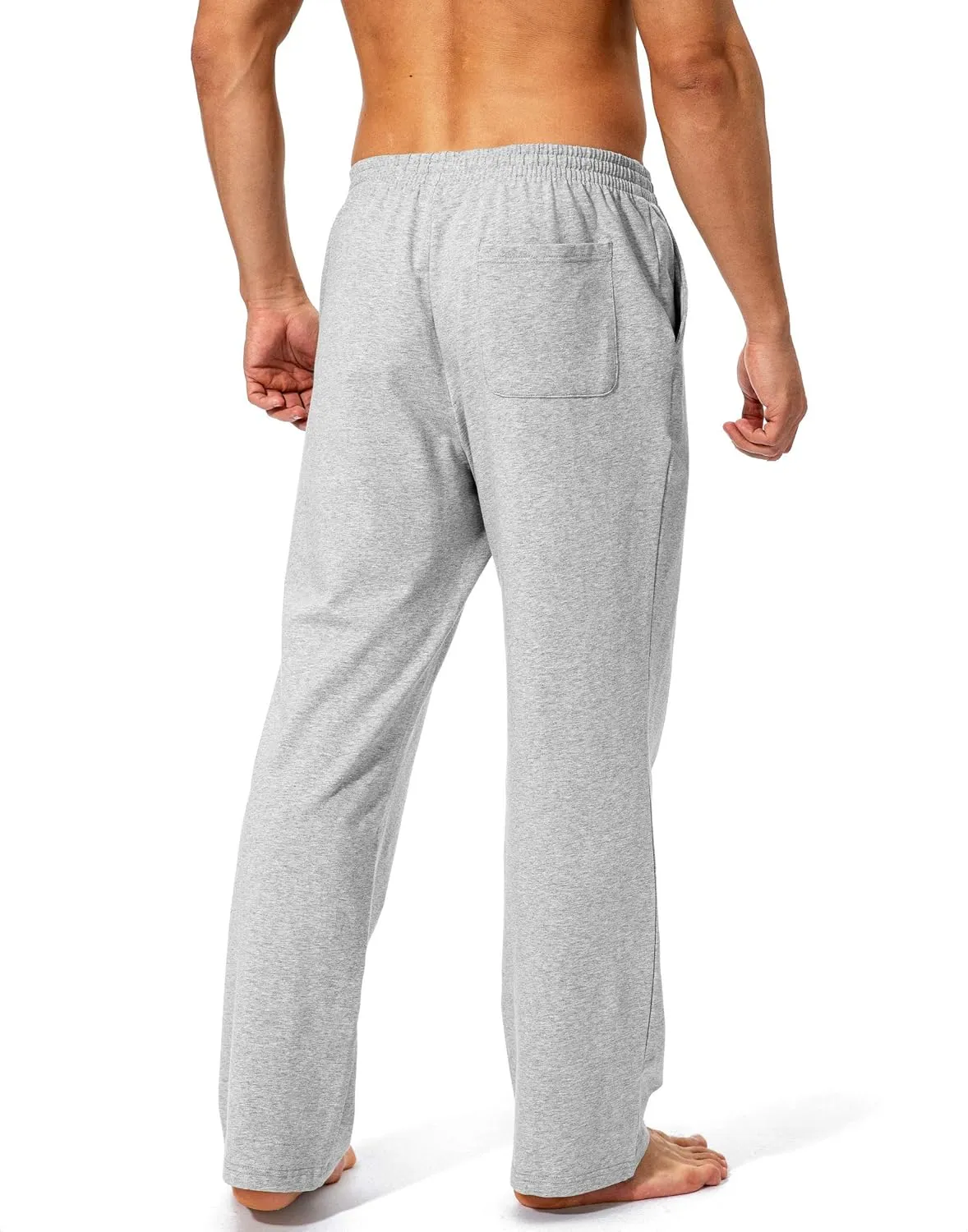 Pudolla Men's Cotton Yoga Sweatpants Athletic Lounge Pants Open Bottom Casual Jersey Pants for Men with Pockets
